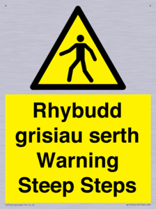 Rhybudd grisiau serth Warning Steep Steps